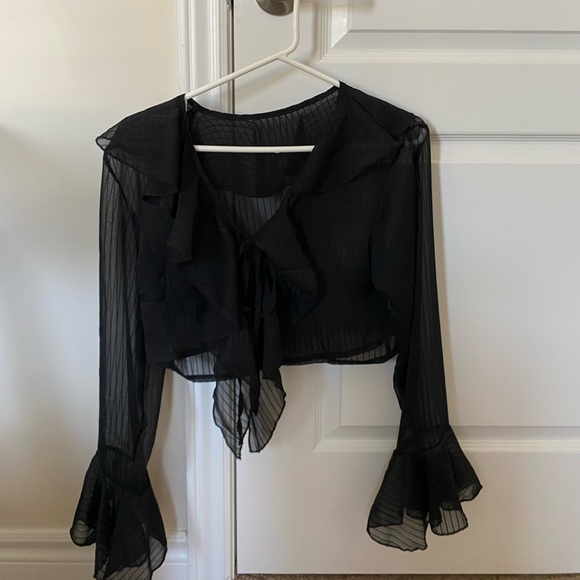 Trois the Label - tie front top (the Rosie top Black) size small - Picture 3 of 4